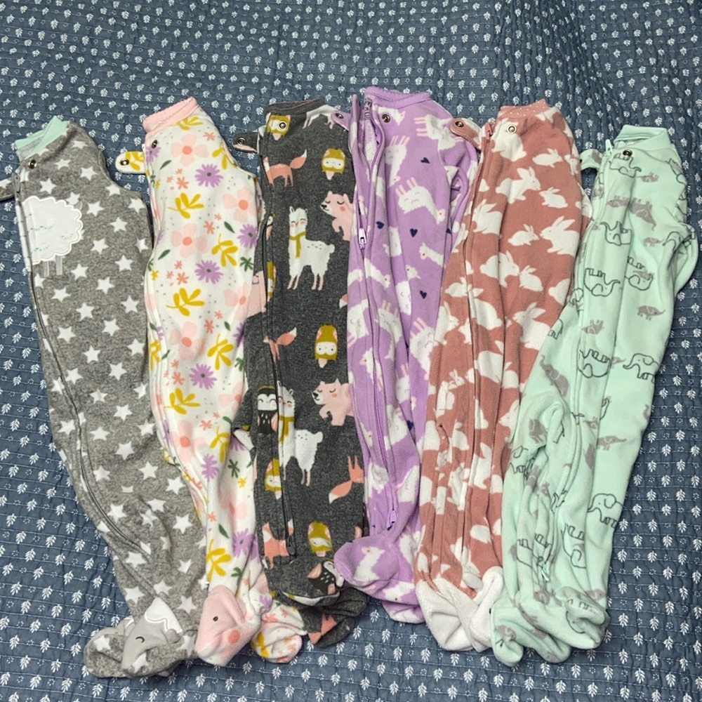 SIX Carter's 3-6 month fleece footie pajamas
